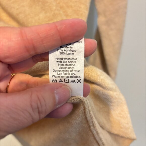 J. Crew Embroidered Fox Merino Wool Blend Long Sleeve Crew Neck Tan Sweater - Picture 11 of 11